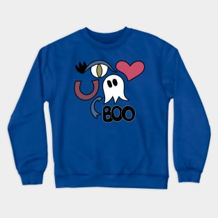 Cute Eye Love You Boo Cartoon Text Art Crewneck Sweatshirt